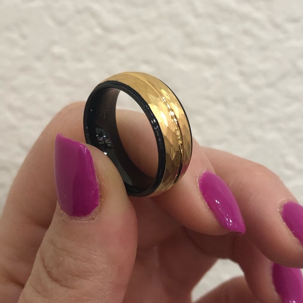 Black and gold tungsten ring